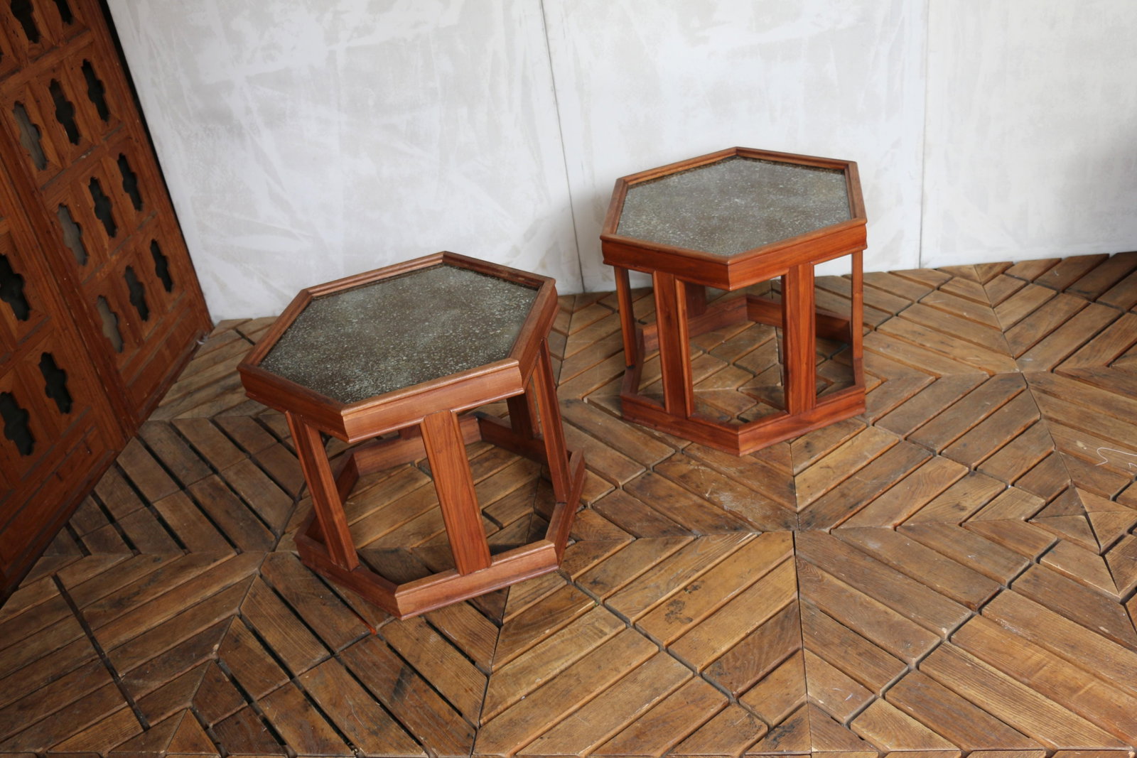 Pair of John Keal for Brown Saltman "Domino" Hexagonal Side Tables | Mid-Century Modern, 1960s - 3