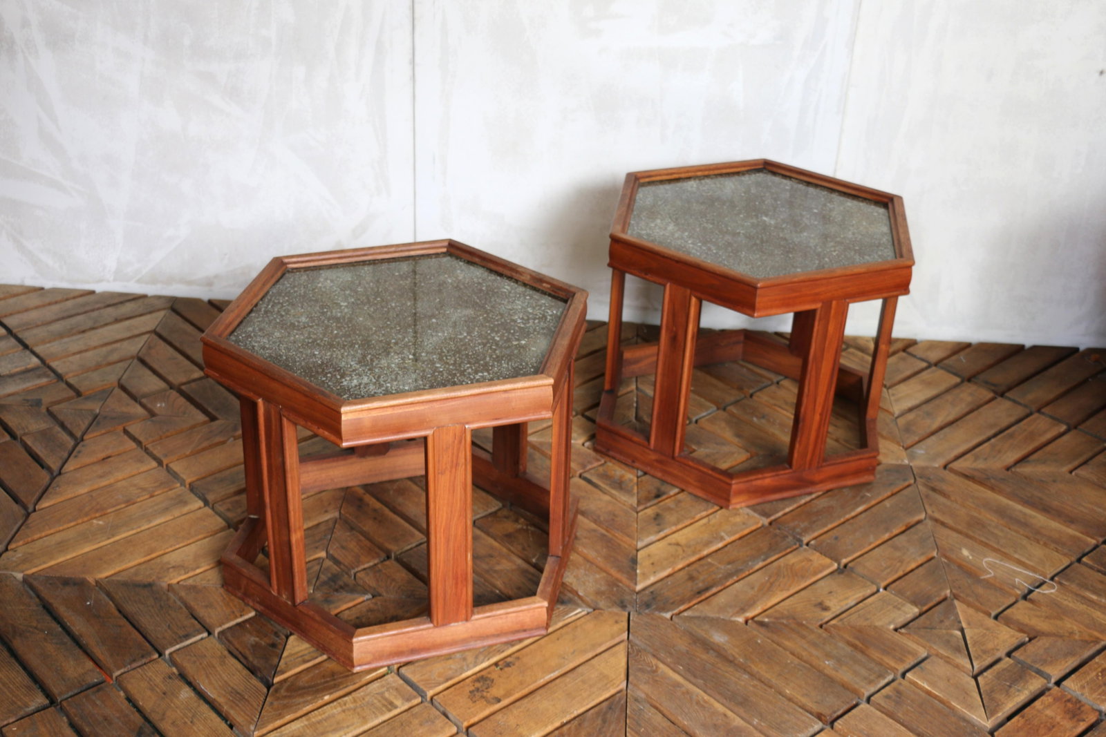 Pair of John Keal for Brown Saltman "Domino" Hexagonal Side Tables | Mid-Century Modern, 1960s - 5