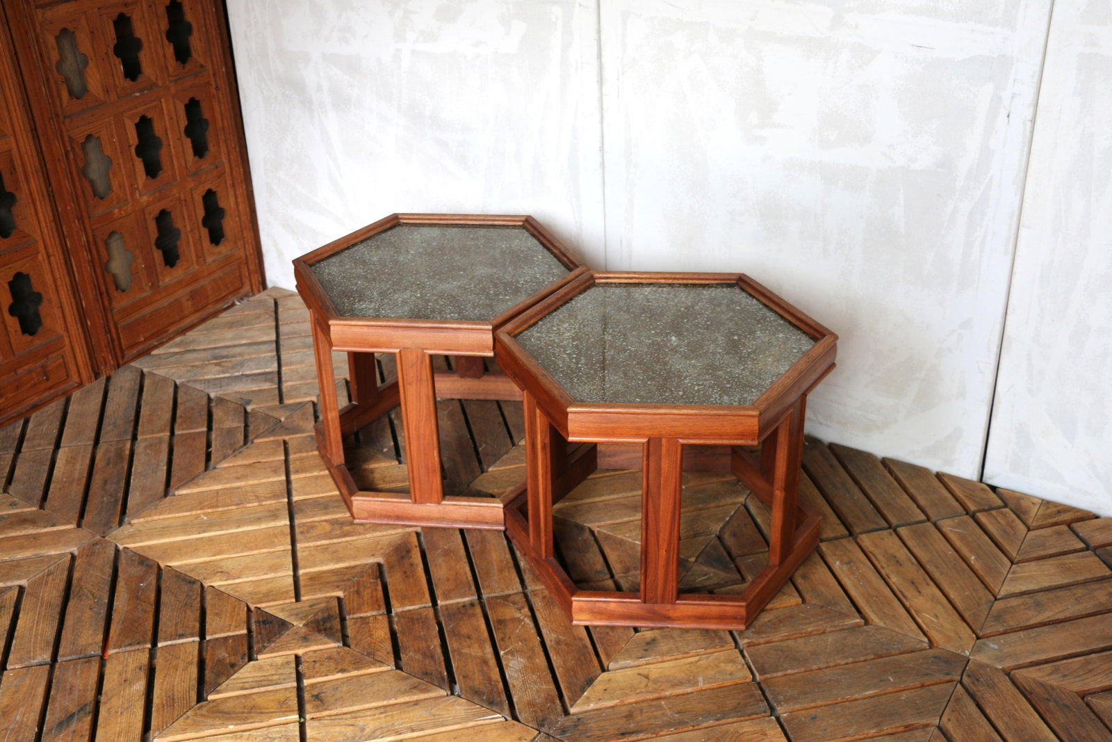 Pair of John Keal for Brown Saltman "Domino" Hexagonal Side Tables | Mid-Century Modern, 1960s - 7