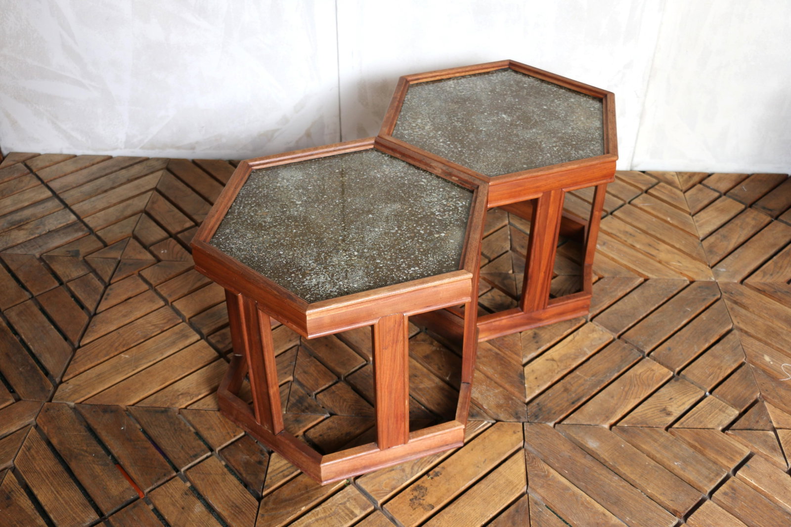 Pair of John Keal for Brown Saltman "Domino" Hexagonal Side Tables | Mid-Century Modern, 1960s - 9