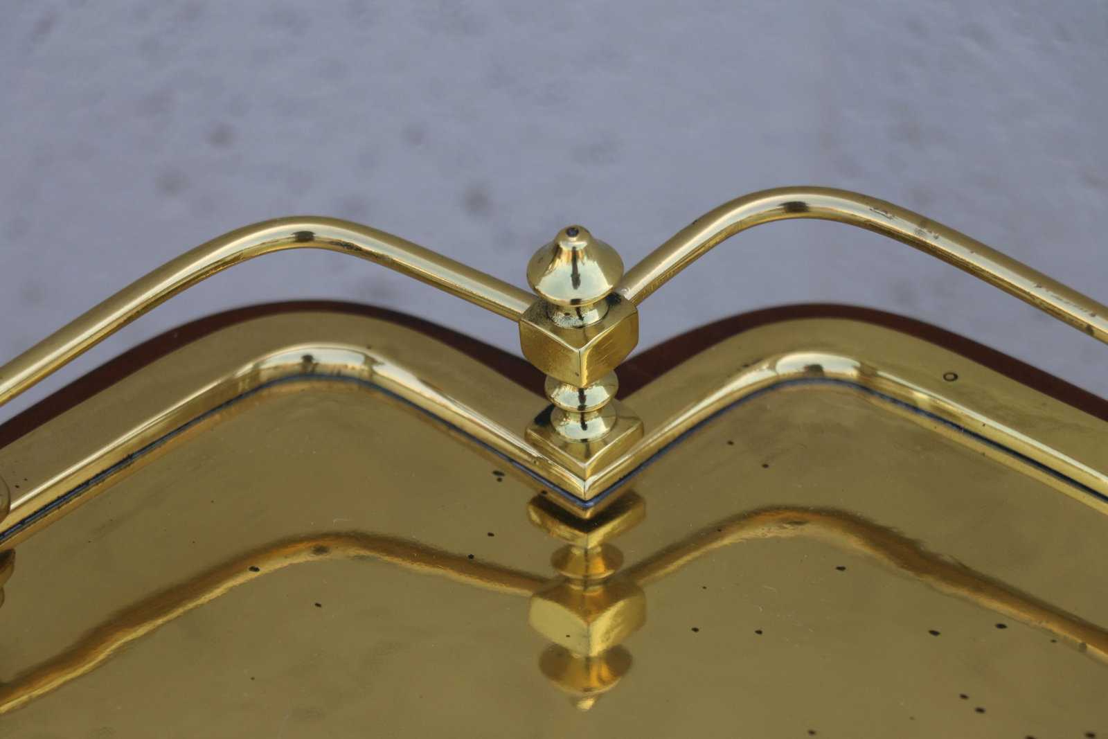 Vintage 1970s Solid Wood & Brass Tray Table | Hollywood Regency Style Serving Table - 14