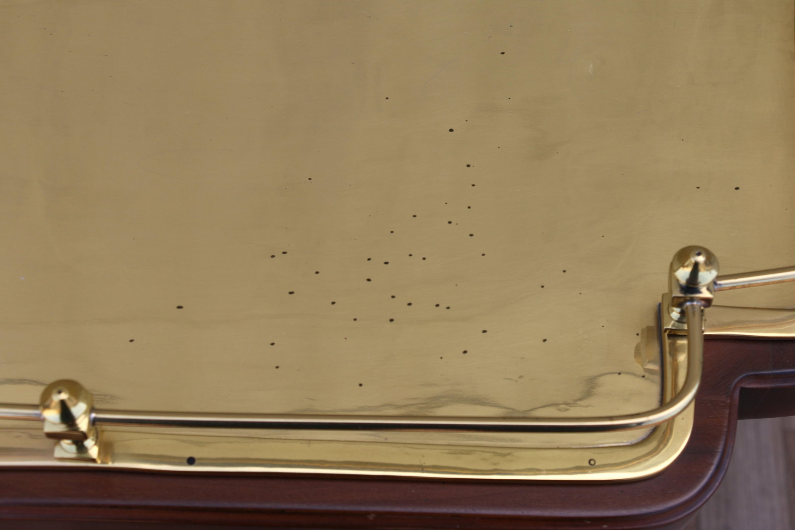 Vintage 1970s Solid Wood & Brass Tray Table | Hollywood Regency Style Serving Table - 15