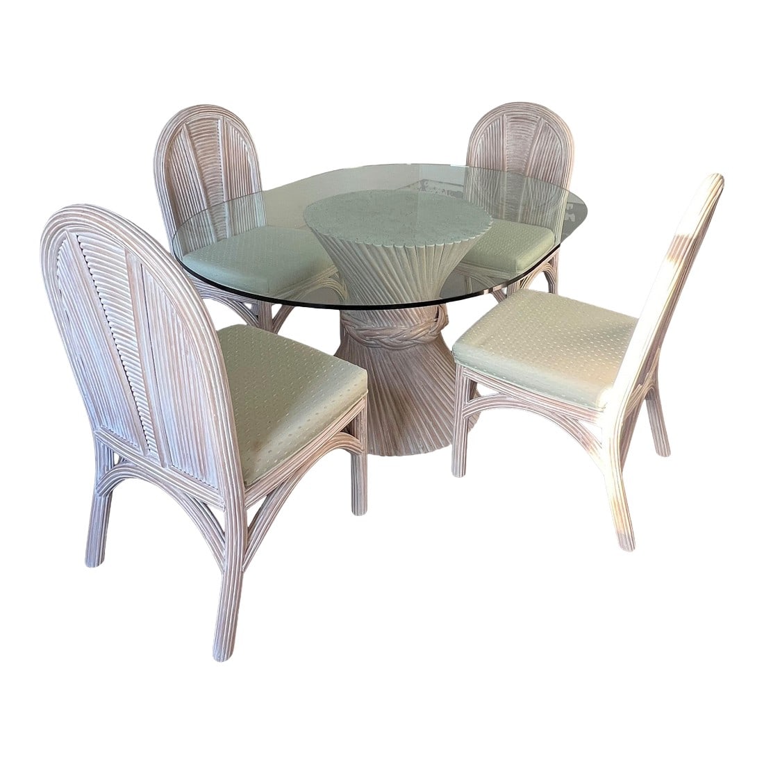 Mid 19th Century Henry Link Coastal Rattan Boho Chic Dining Set 5 PCS (1 of 12)