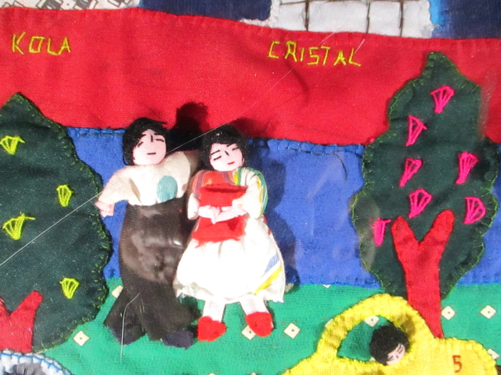 1990s Vintage Appliqué Folk Art Peru Arpillera Textile Art - 10