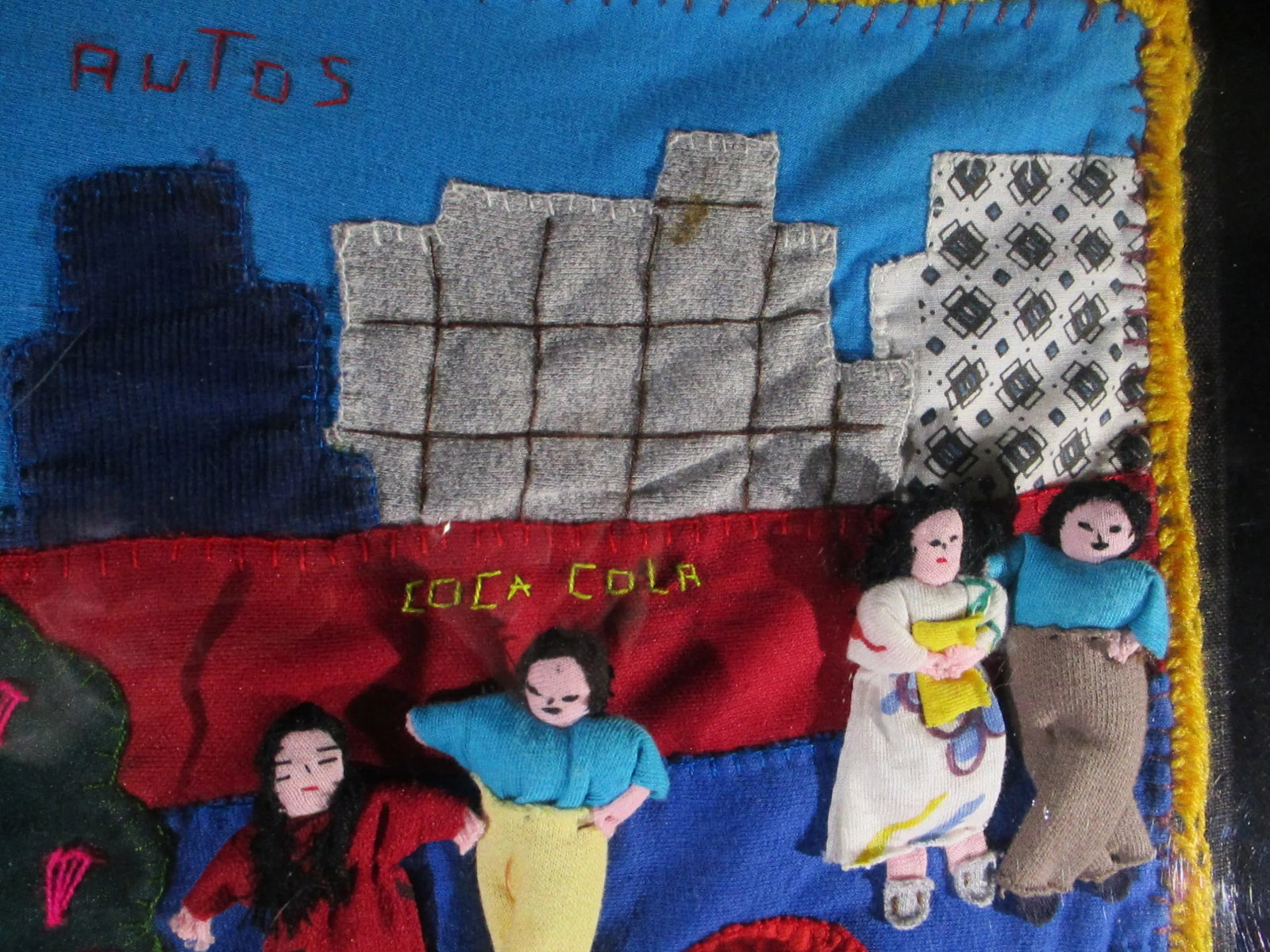 1990s Vintage Appliqué Folk Art Peru Arpillera Textile Art - 11