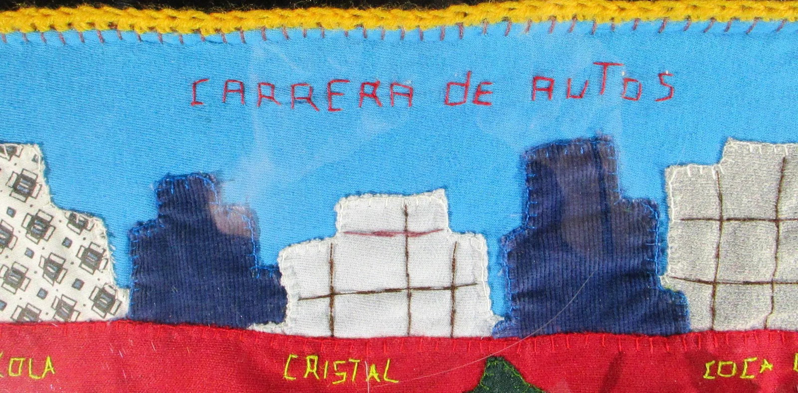 1990s Vintage Appliqué Folk Art Peru Arpillera Textile Art - 3