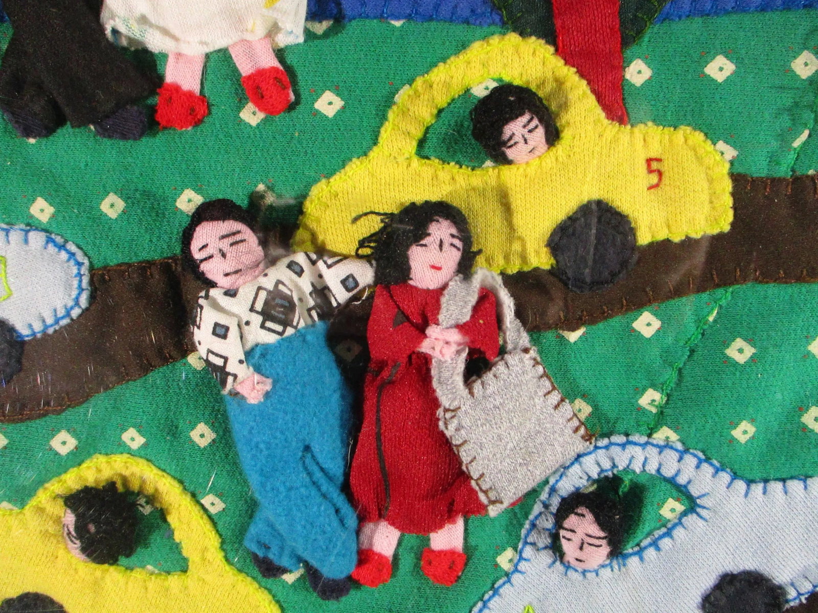 1990s Vintage Appliqué Folk Art Peru Arpillera Textile Art - 4