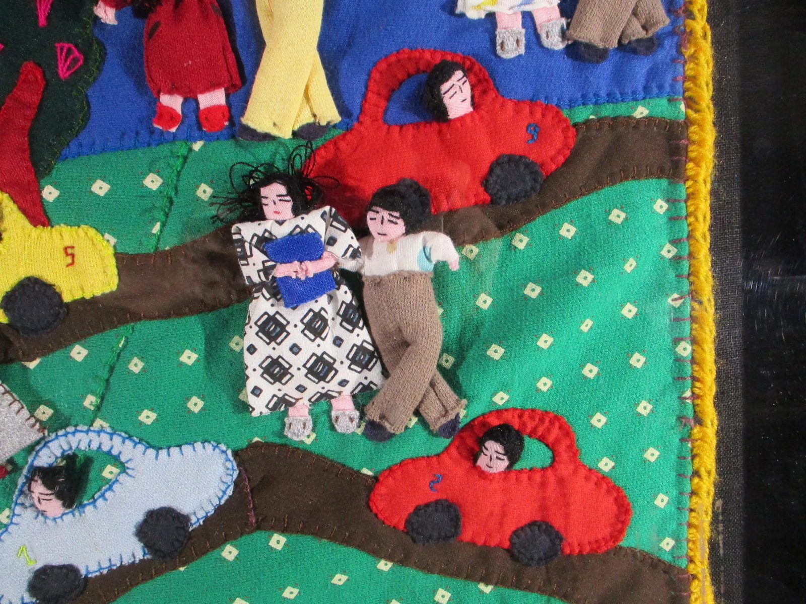 1990s Vintage Appliqué Folk Art Peru Arpillera Textile Art - 5