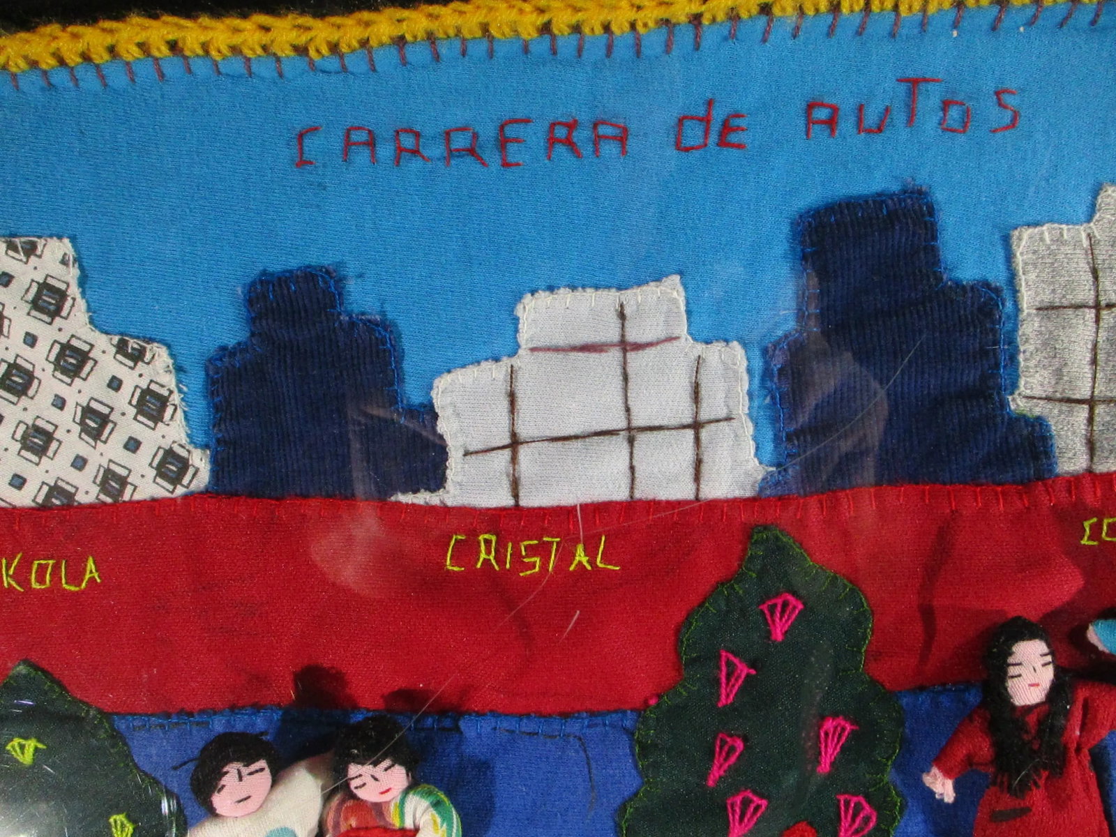 1990s Vintage Appliqué Folk Art Peru Arpillera Textile Art - 6
