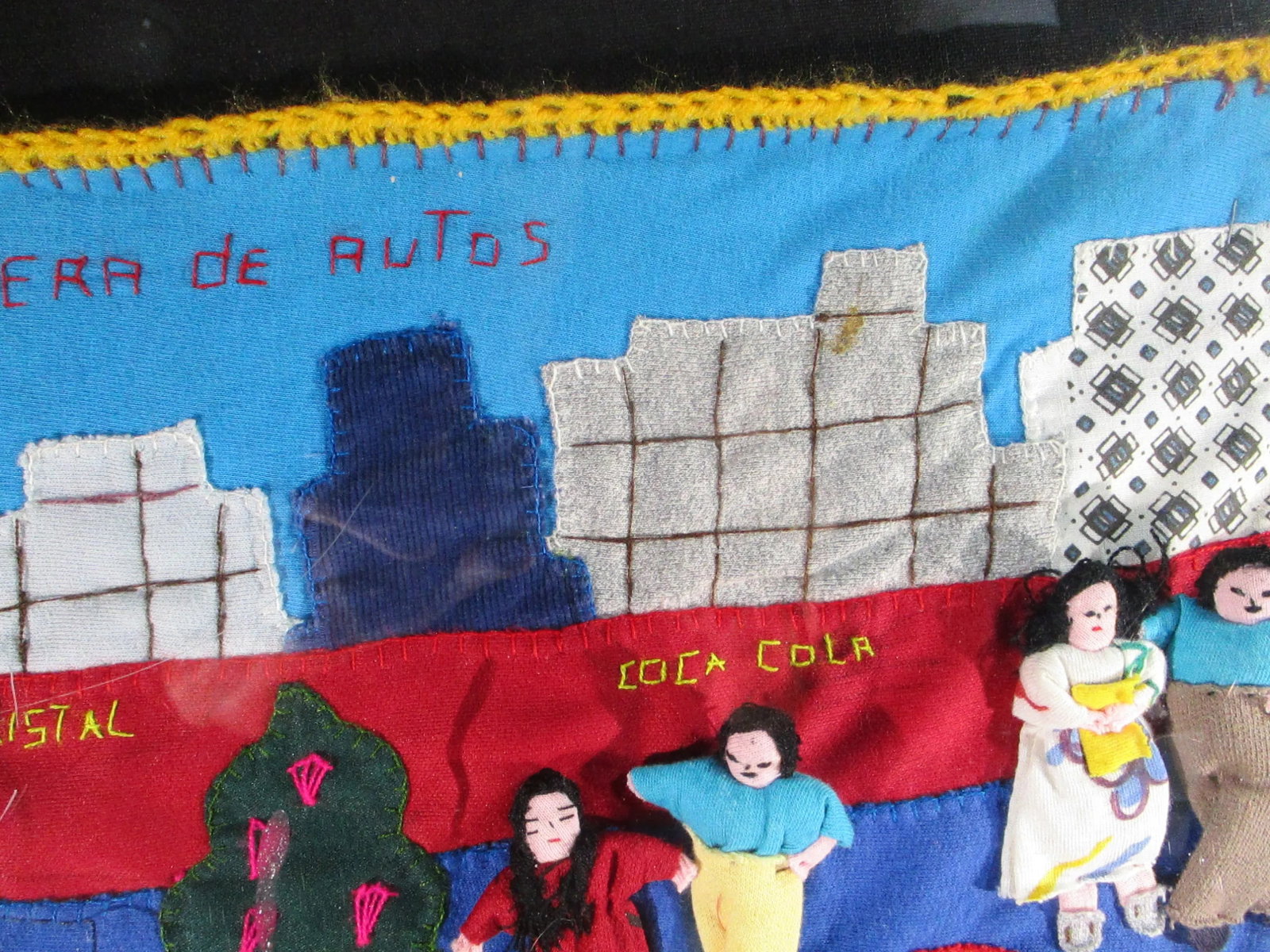 1990s Vintage Appliqué Folk Art Peru Arpillera Textile Art - 7