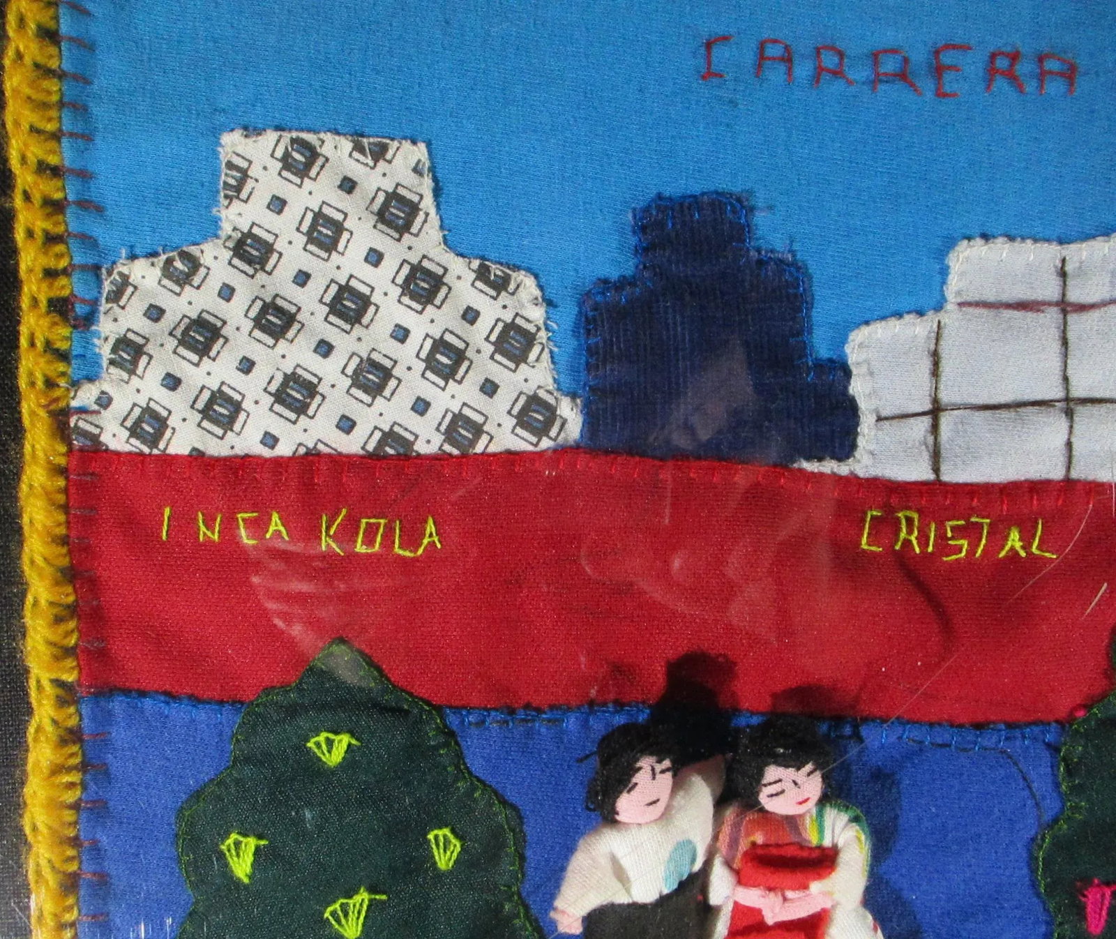 1990s Vintage Appliqué Folk Art Peru Arpillera Textile Art - 8