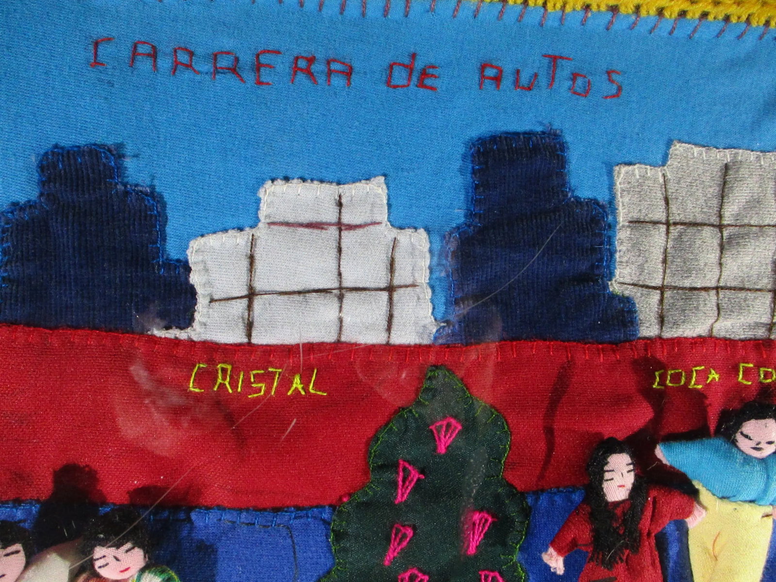 1990s Vintage Appliqué Folk Art Peru Arpillera Textile Art - 9