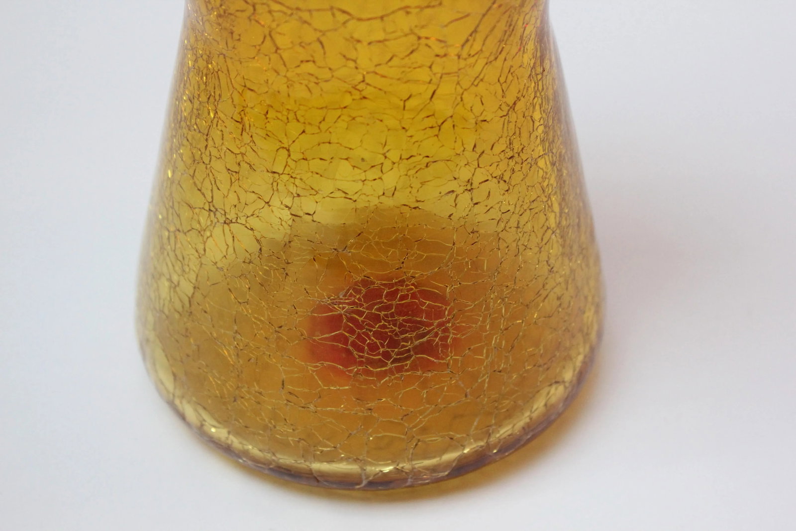 Vintage Rainbow Amberina Tangerine Blown Crackle Glass Decanter With Stopper - 9
