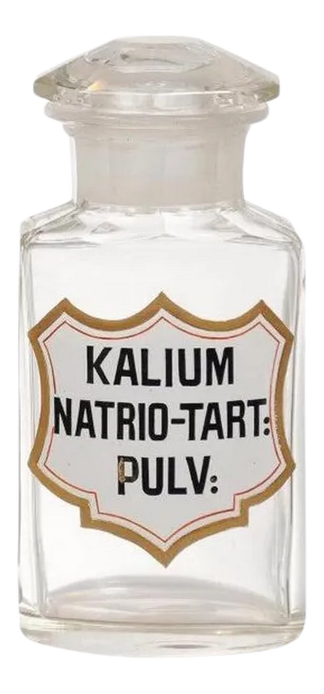 1840s French Louis-Philippe Period Glass Apothecary Jar with Latin Label: Six French glass apothecary lidded jars from the mid-19th century, priced and sold individually: $295 each. Created in France under the reign of king Louis-Philippe, each of this set of pharmacy jars
