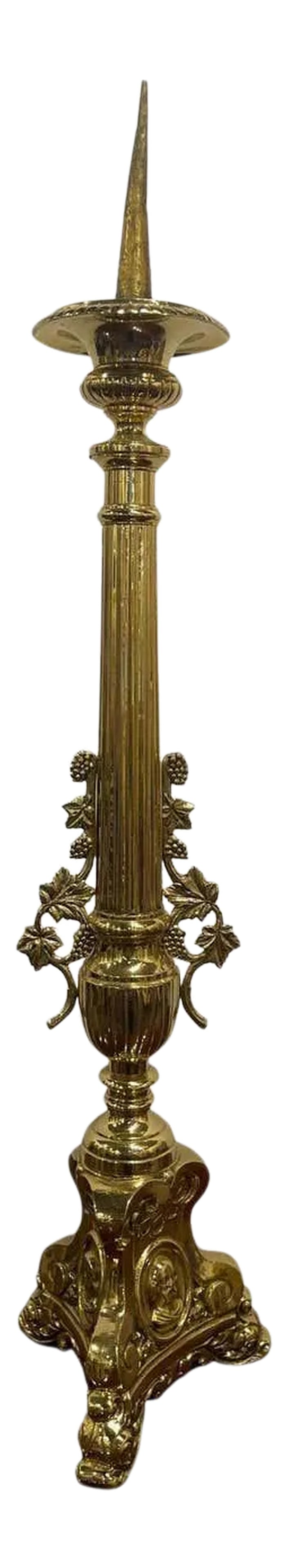 19th Century French Polished Brass Decorative Pricket or Candlestick (1 of 10)