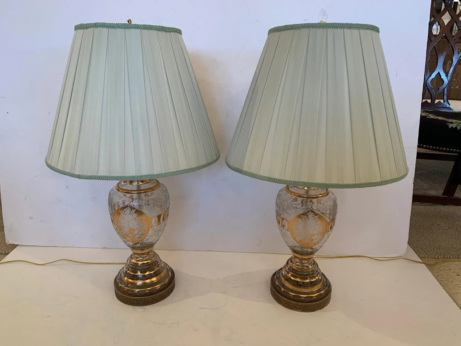 Vintage Crystal Table Lamps -A Pair - 13