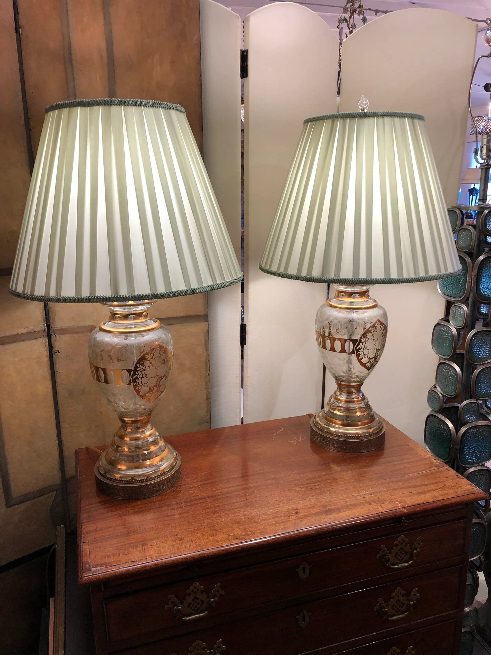 Vintage Crystal Table Lamps -A Pair - 2