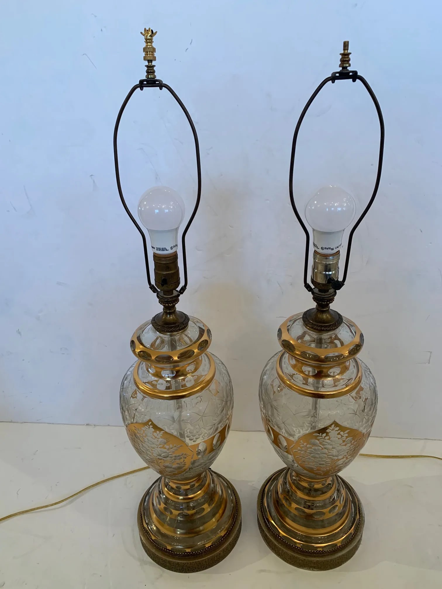 Vintage Crystal Table Lamps -A Pair - 5