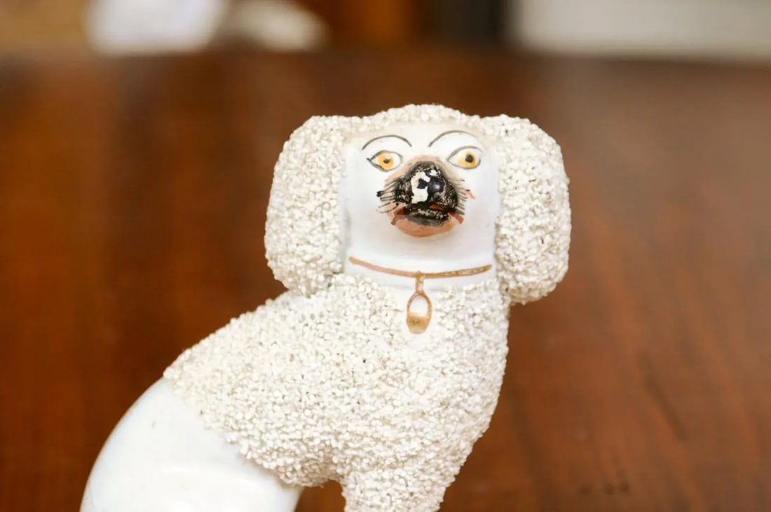 English 19th Century Victorian Split Leg Staffordshire Dog with White Coat - 3