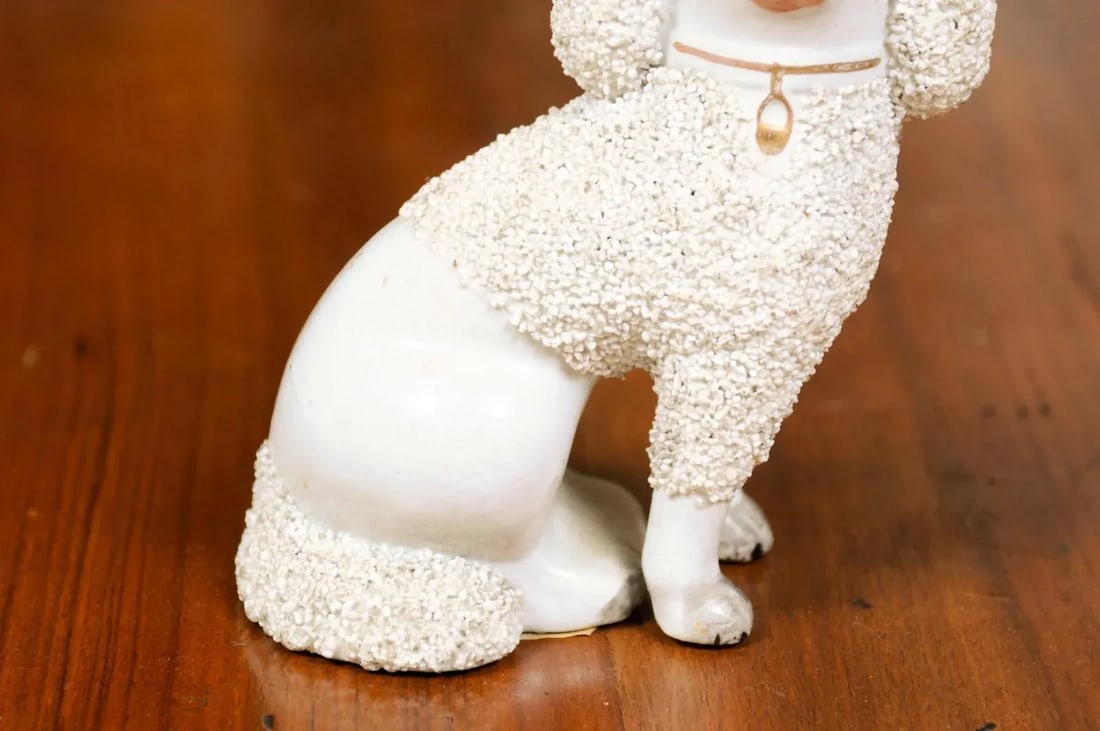 English 19th Century Victorian Split Leg Staffordshire Dog with White Coat - 4