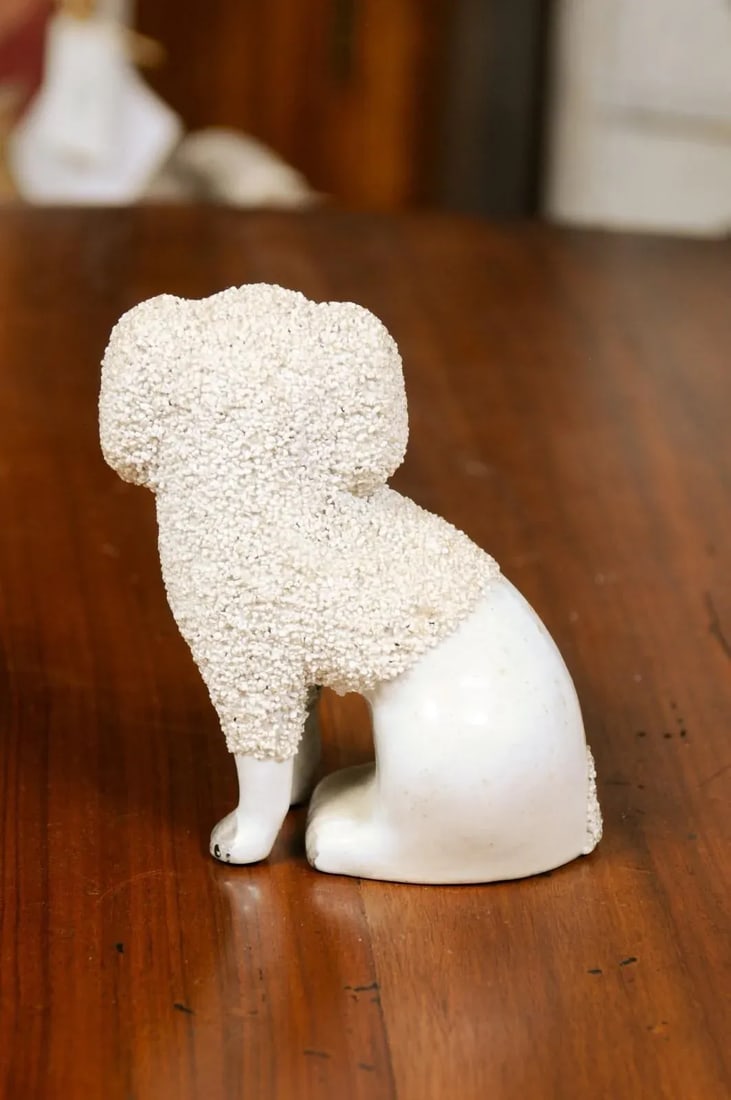 English 19th Century Victorian Split Leg Staffordshire Dog with White Coat - 7