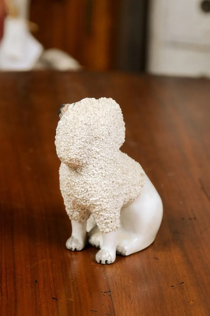 English 19th Century Victorian Split Leg Staffordshire Dog with White Coat - 8