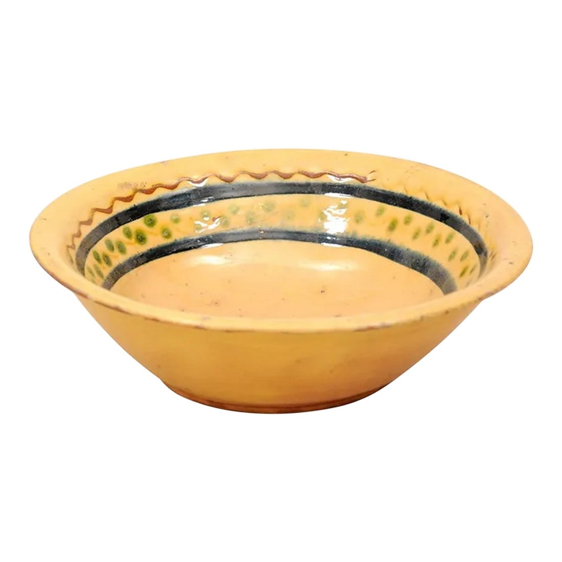 French 19th Century Bowl from the Poterie Hertz of Annecy, with Yellow Glaze (1 of 12)
