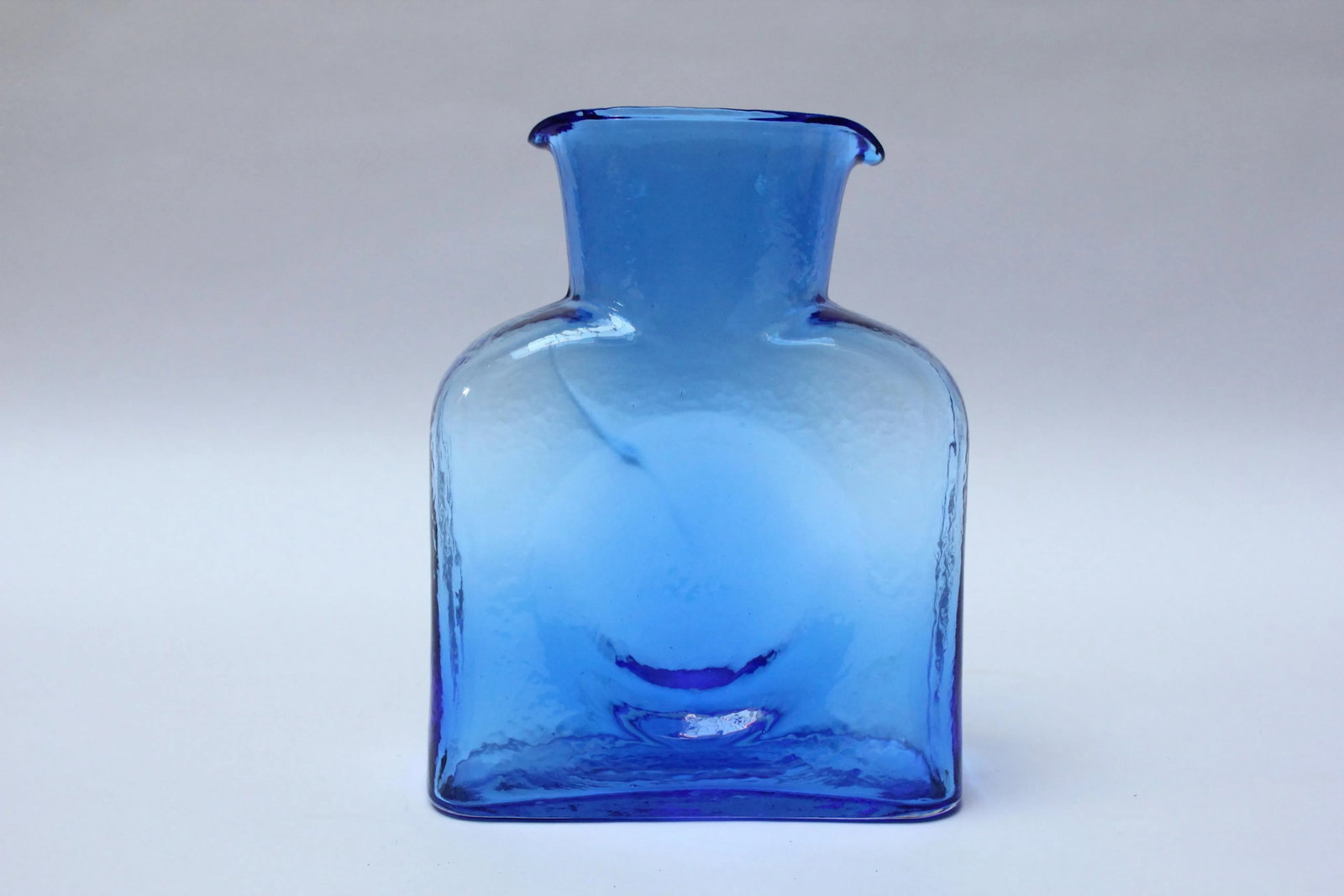 Vintage Blown Glass Azure Double Spout Pitcher by Blenko - 2