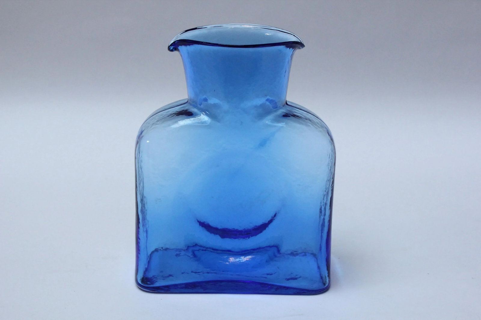Vintage Blown Glass Azure Double Spout Pitcher by Blenko - 5