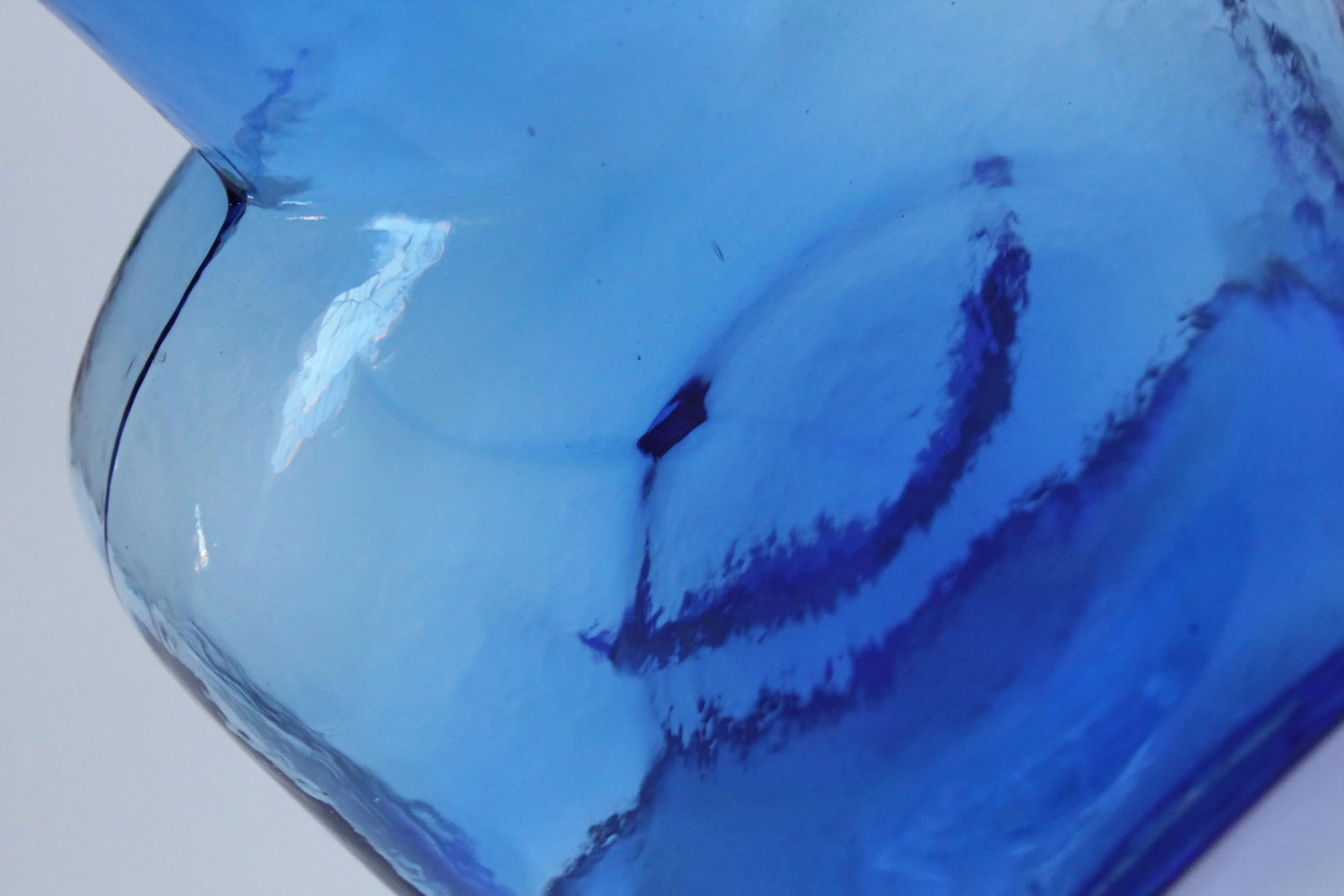 Vintage Blown Glass Azure Double Spout Pitcher by Blenko - 8