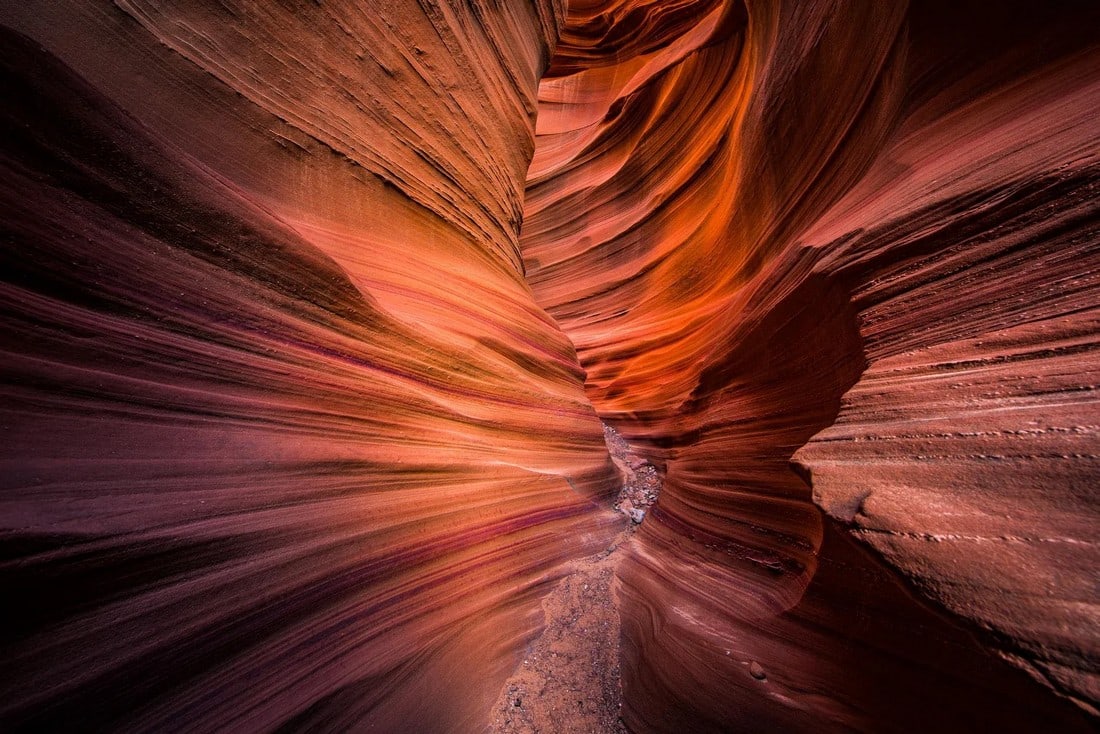 2021 "Leading Me In. Slot Canyon. Navajo Nation, Arizona" Modern Photography, Ultra Vibrant Acrylic: Around every turn in this slot canyon was another wow experience. But it is the beckoning of what is not seen that can be the most compelling, as I found to be the case in this scene. Printed using a