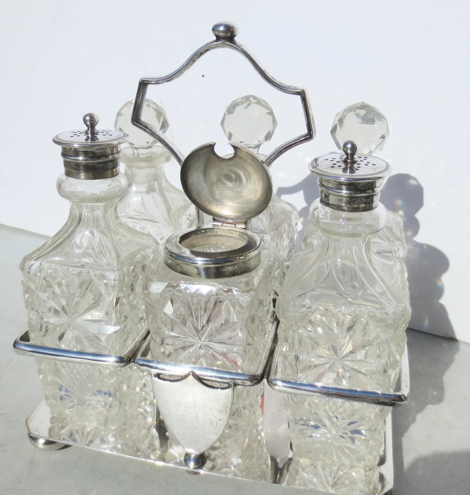 Late 19th Century Silverplate Cruet Set - 7 Pieces - 2