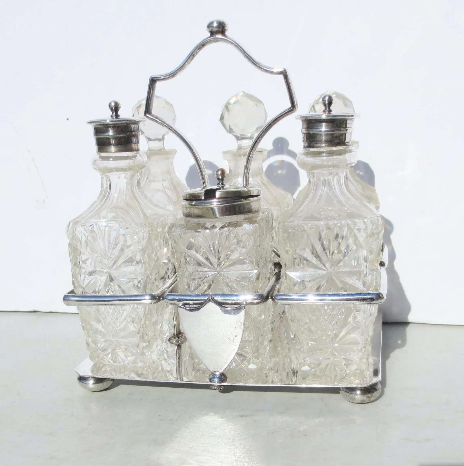 Late 19th Century Silverplate Cruet Set - 7 Pieces - 6