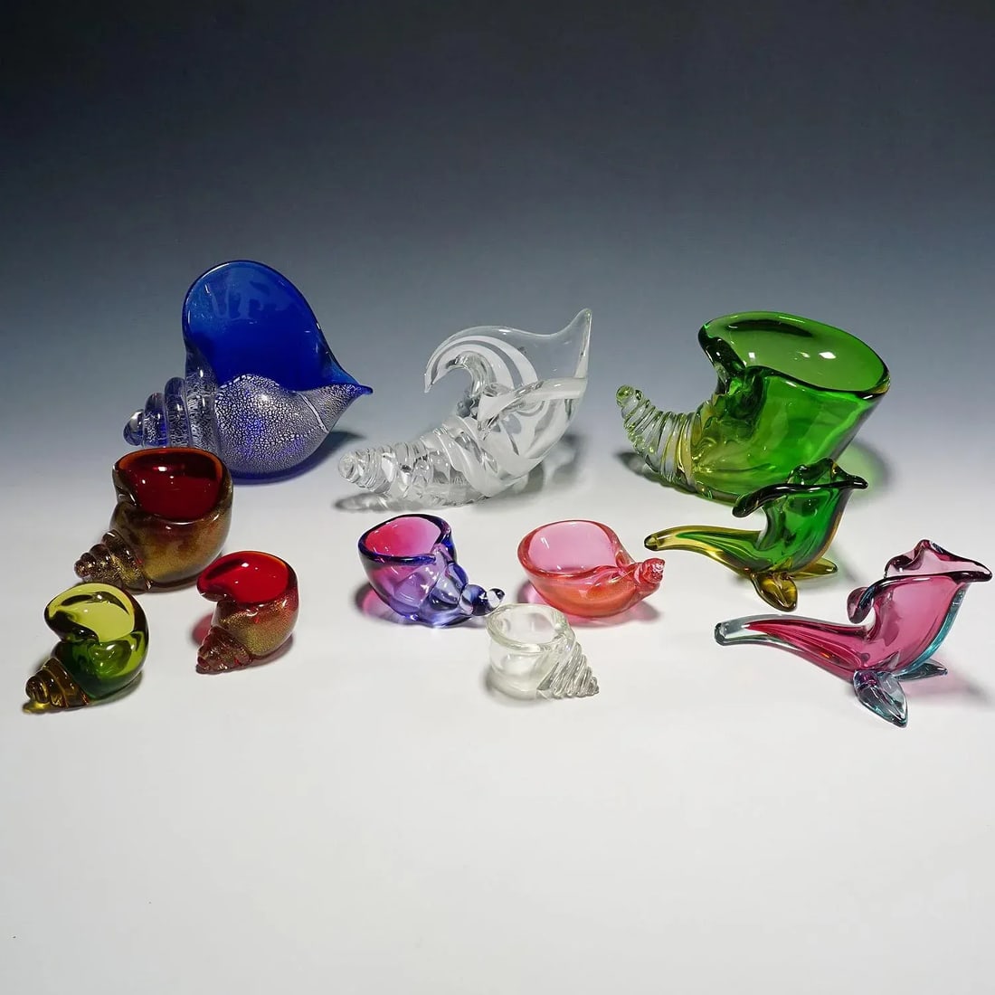 Collection of 11 Murano Art Glass Cornucopia by Seguso 1950s-60s - 2