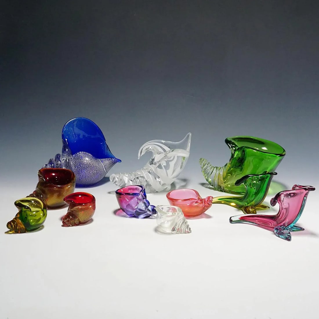 Collection of 11 Murano Art Glass Cornucopia by Seguso 1950s-60s - 3