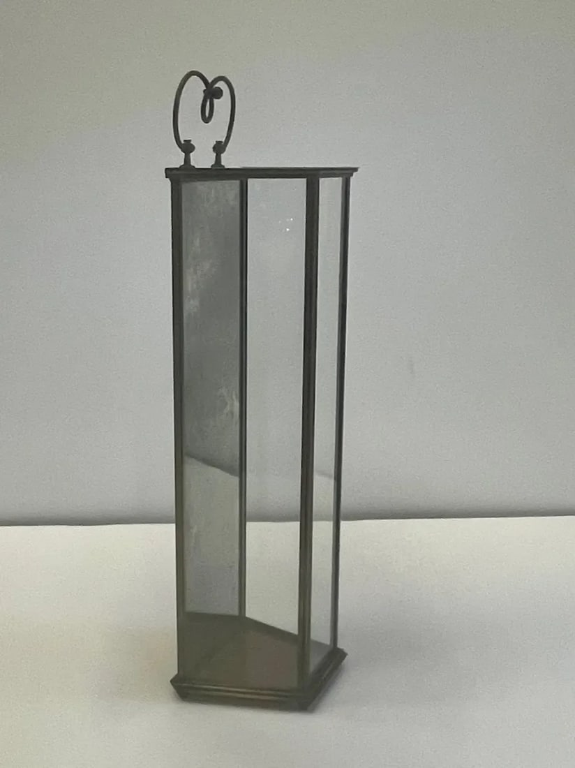 Brass & Aged Glass Lanterns -A Pair - 2