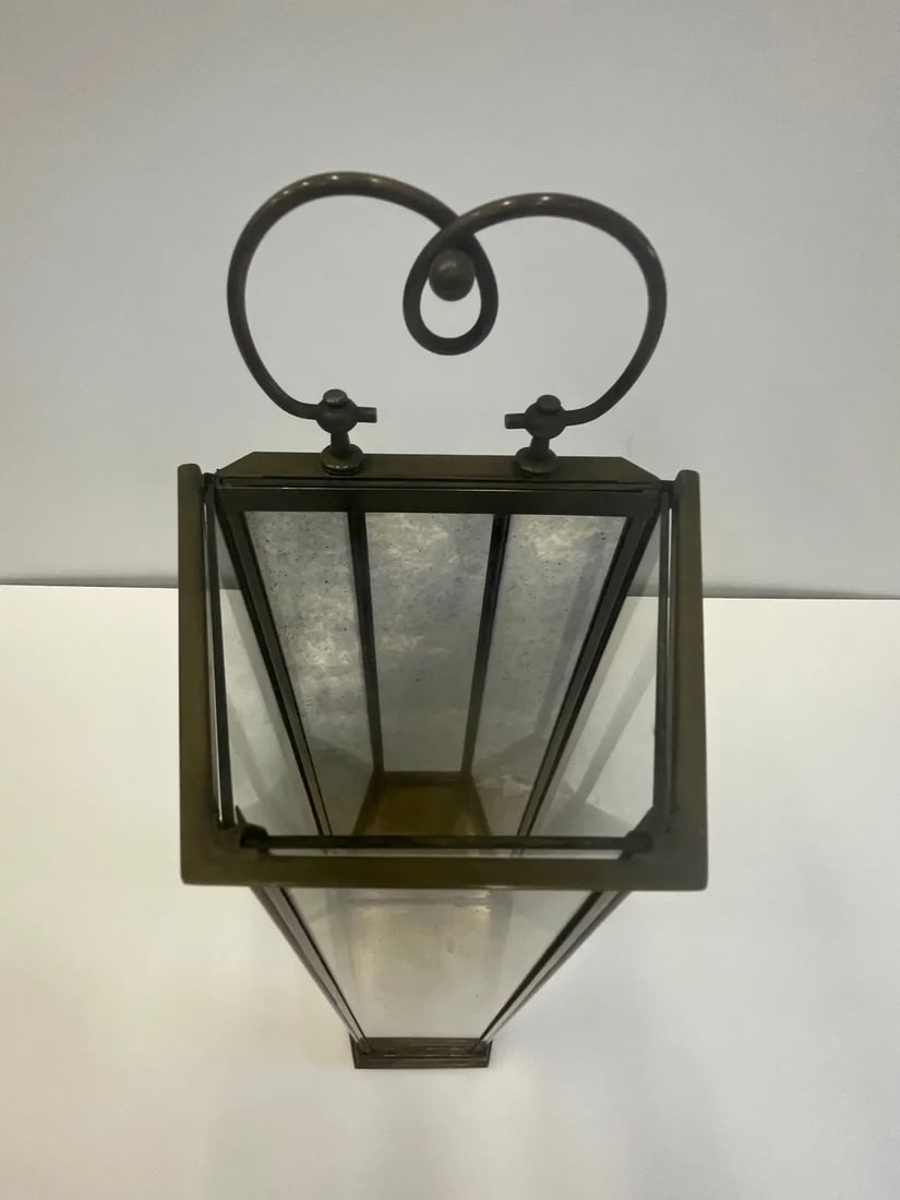 Brass & Aged Glass Lanterns -A Pair - 3