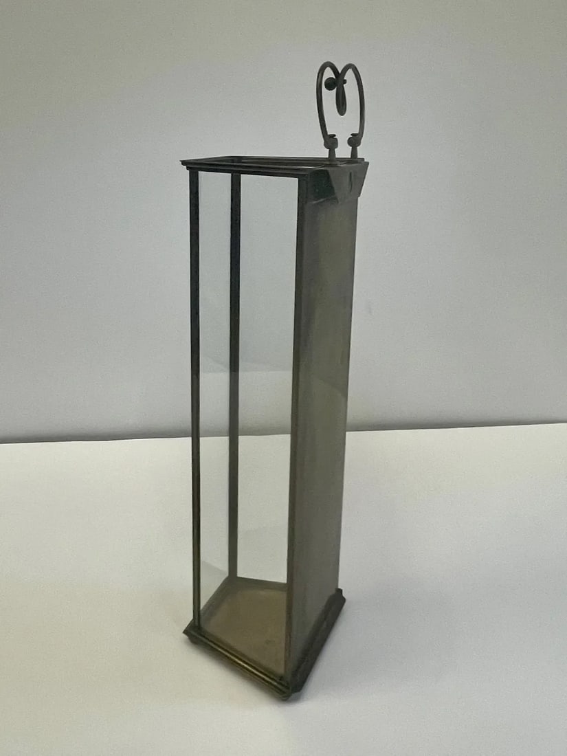 Brass & Aged Glass Lanterns -A Pair - 5