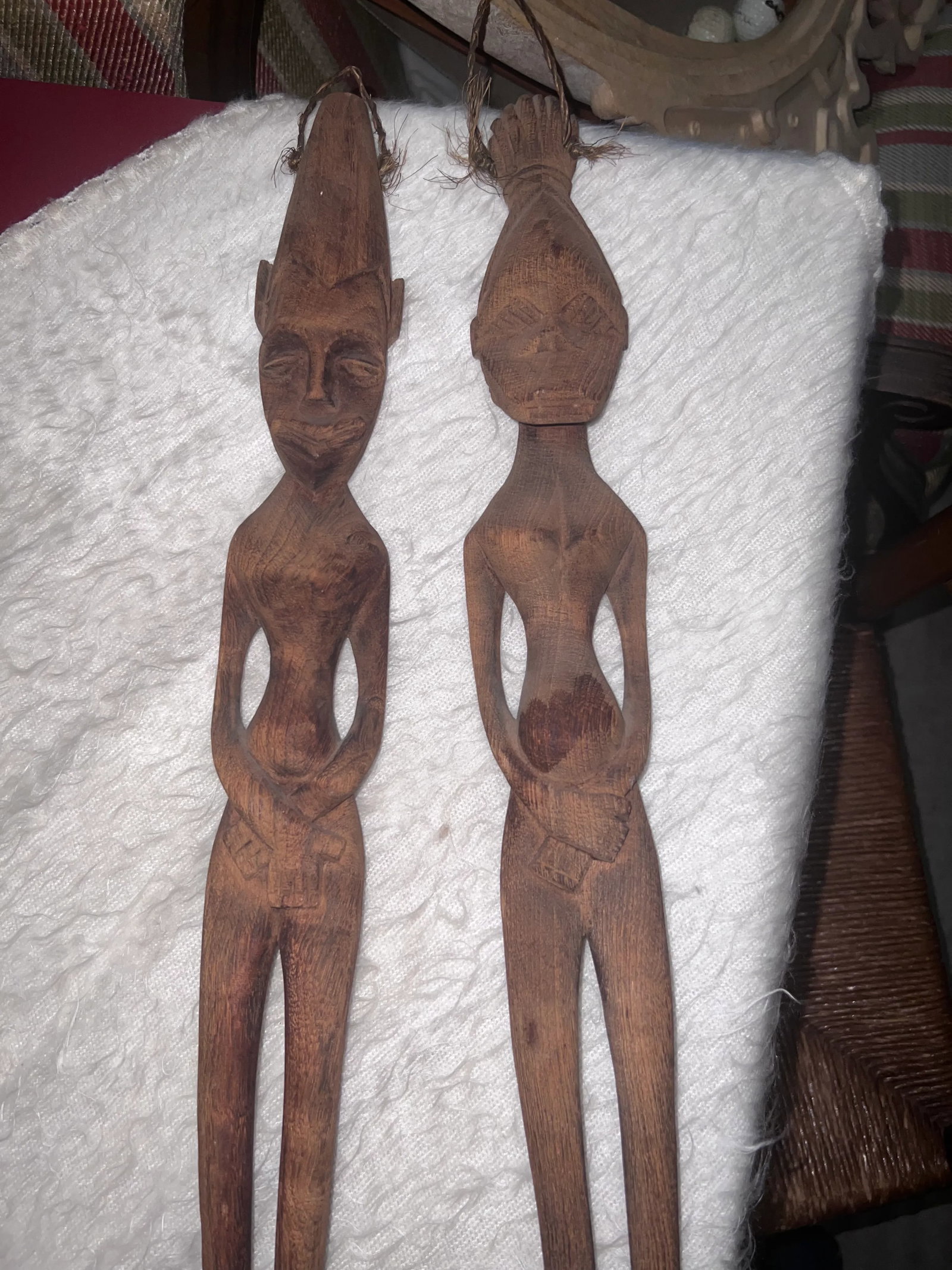 African Carved Spoon and Fork Decor - Set of 2 - 3