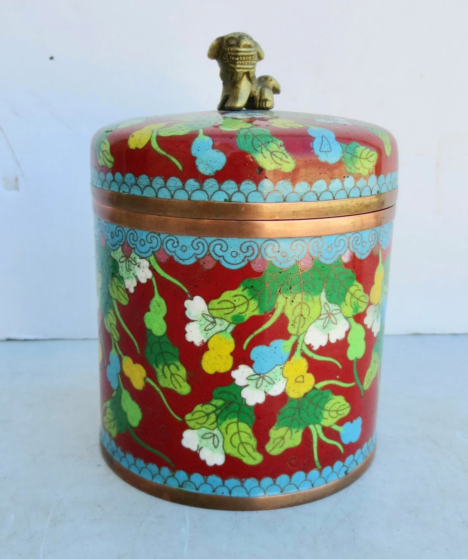 Vintage Chinese Enamel Tea Caddy Circa 20s-30s - 2