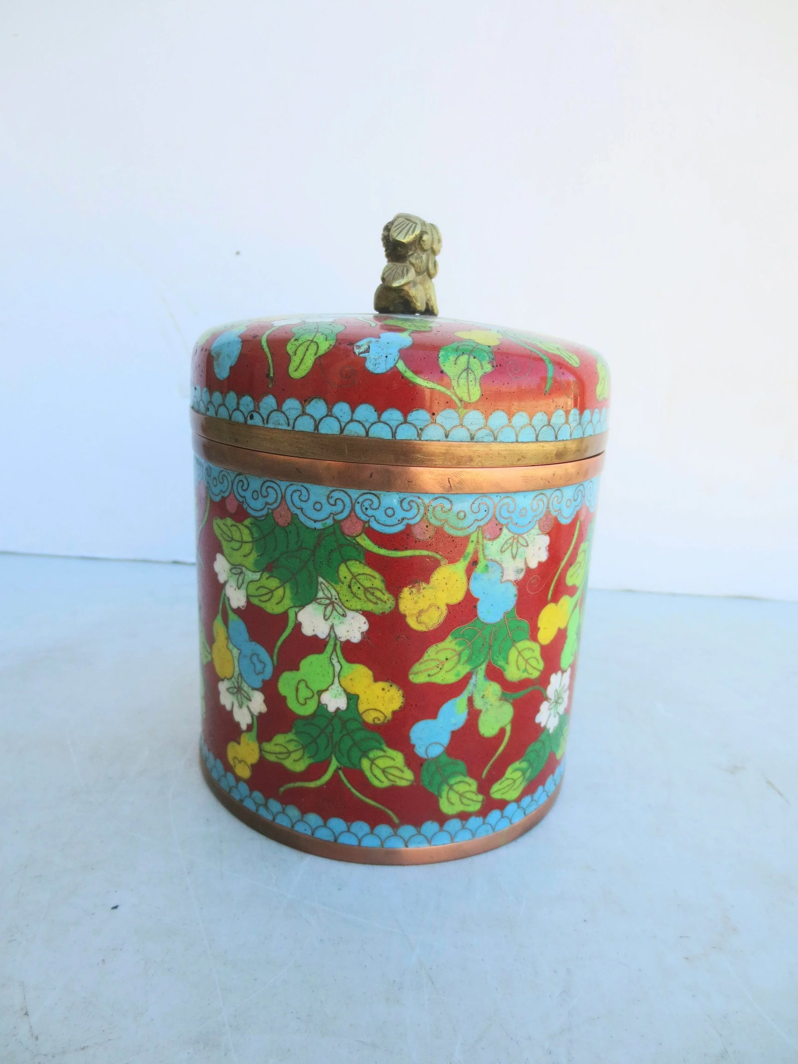 Vintage Chinese Enamel Tea Caddy Circa 20s-30s - 3