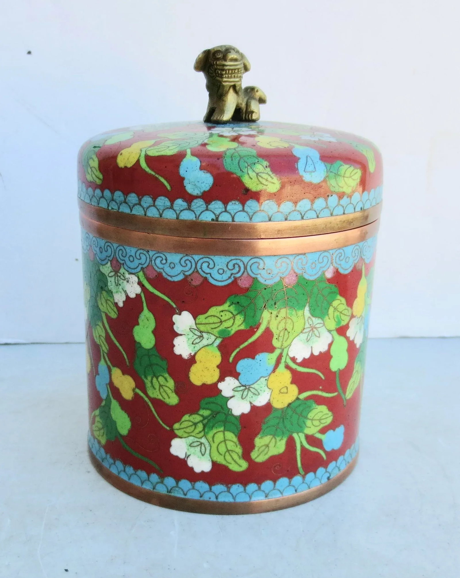 Vintage Chinese Enamel Tea Caddy Circa 20s-30s - 7