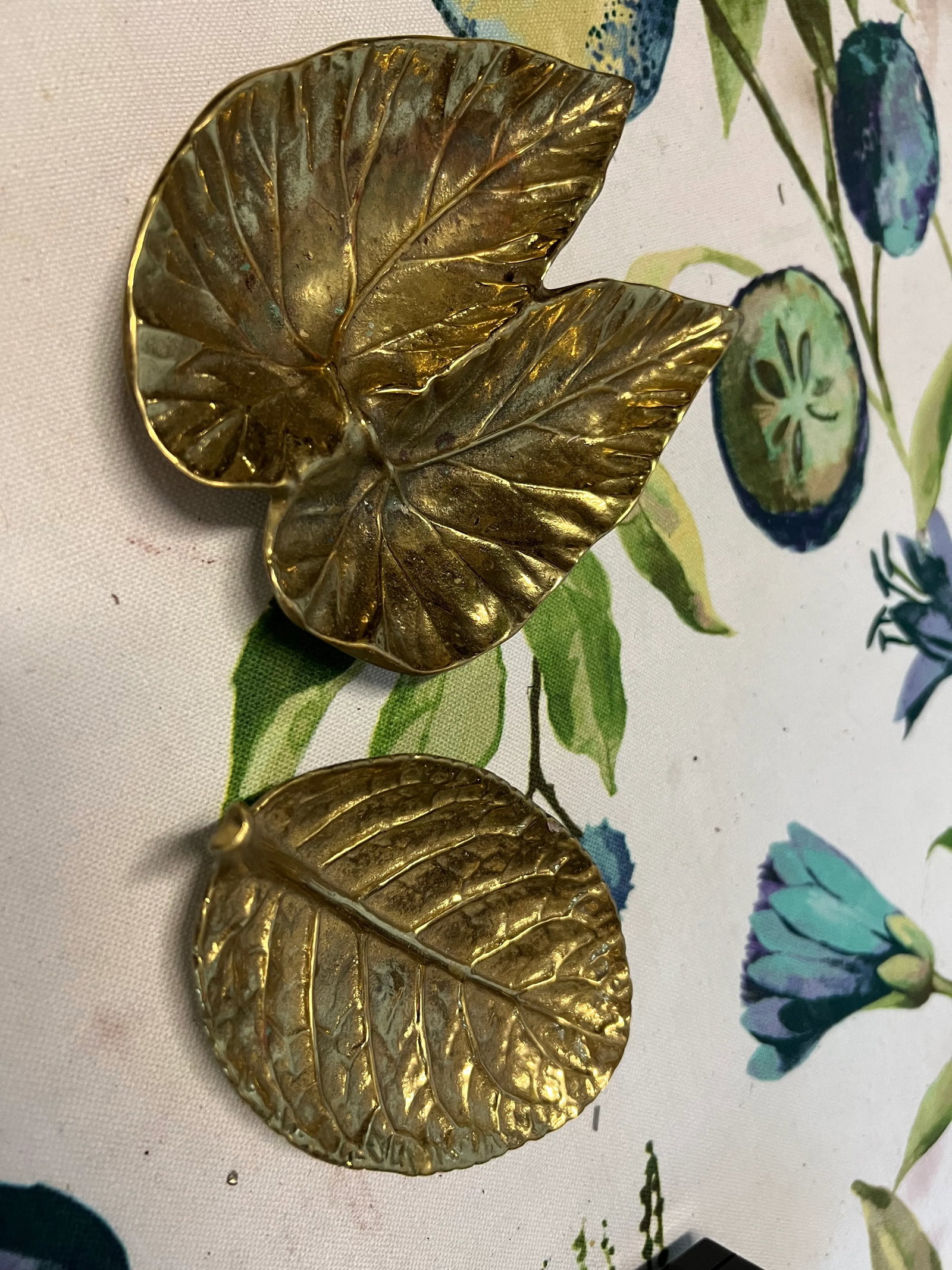 1970s Solid Brass Leaf Trays Catchall- Set of 2 - 3