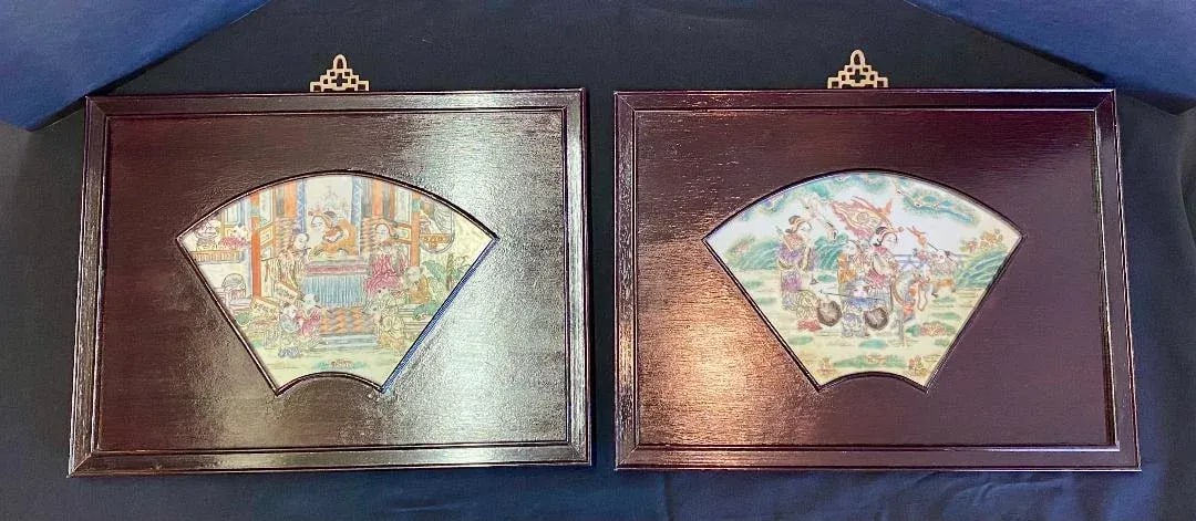 Rose Medalion Framed Panels a Pair - 11