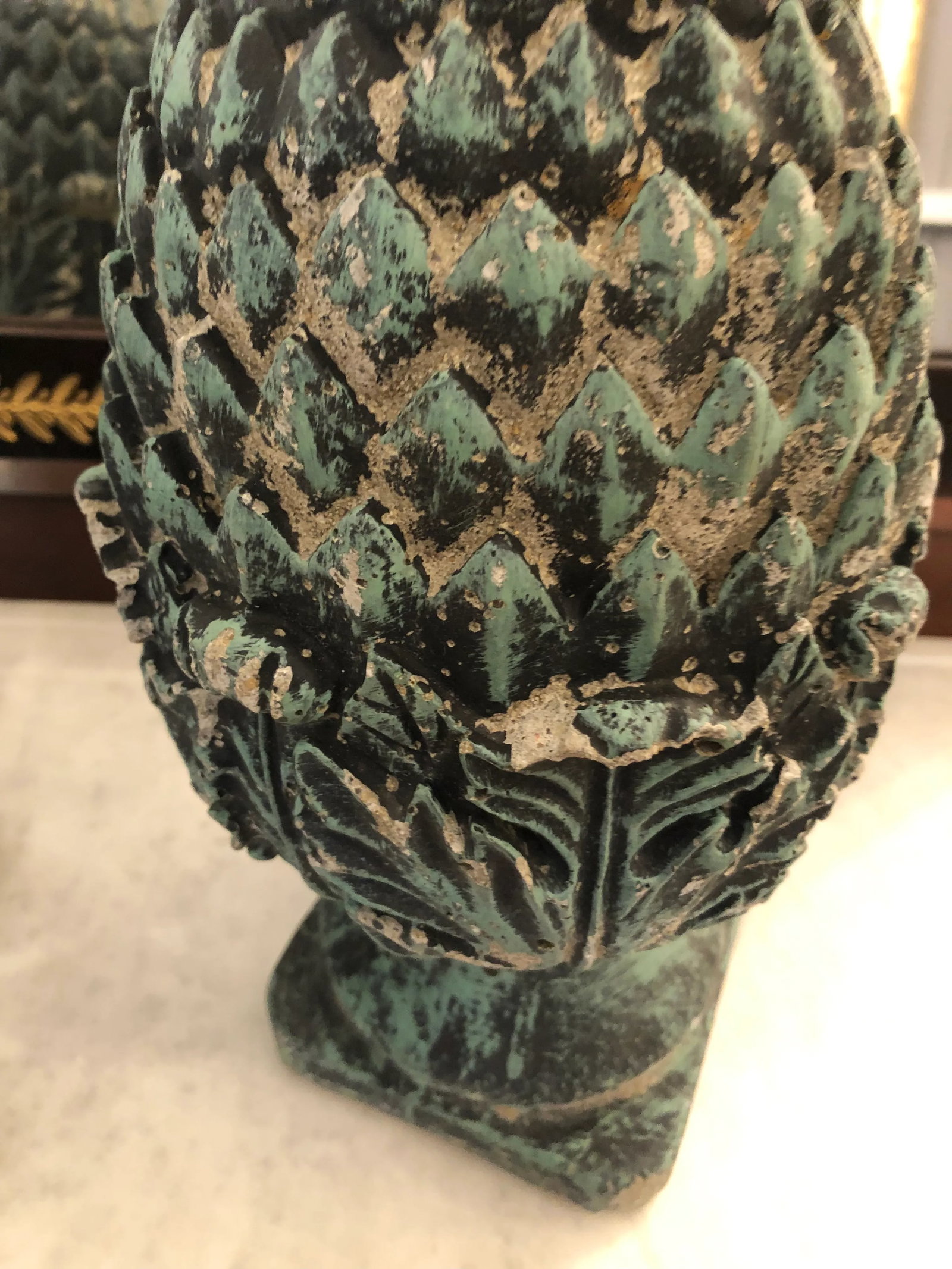Vintage Pineapple Shaped Finial Sculptures -A Pair - 11