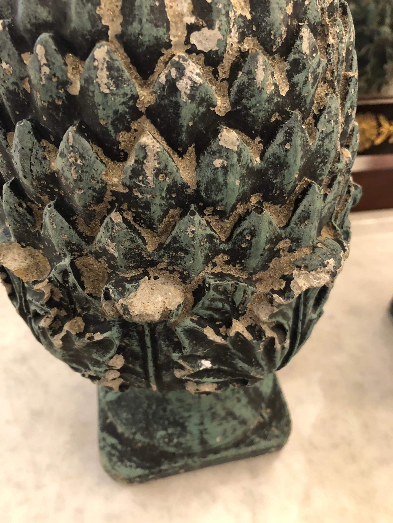 Vintage Pineapple Shaped Finial Sculptures -A Pair - 4