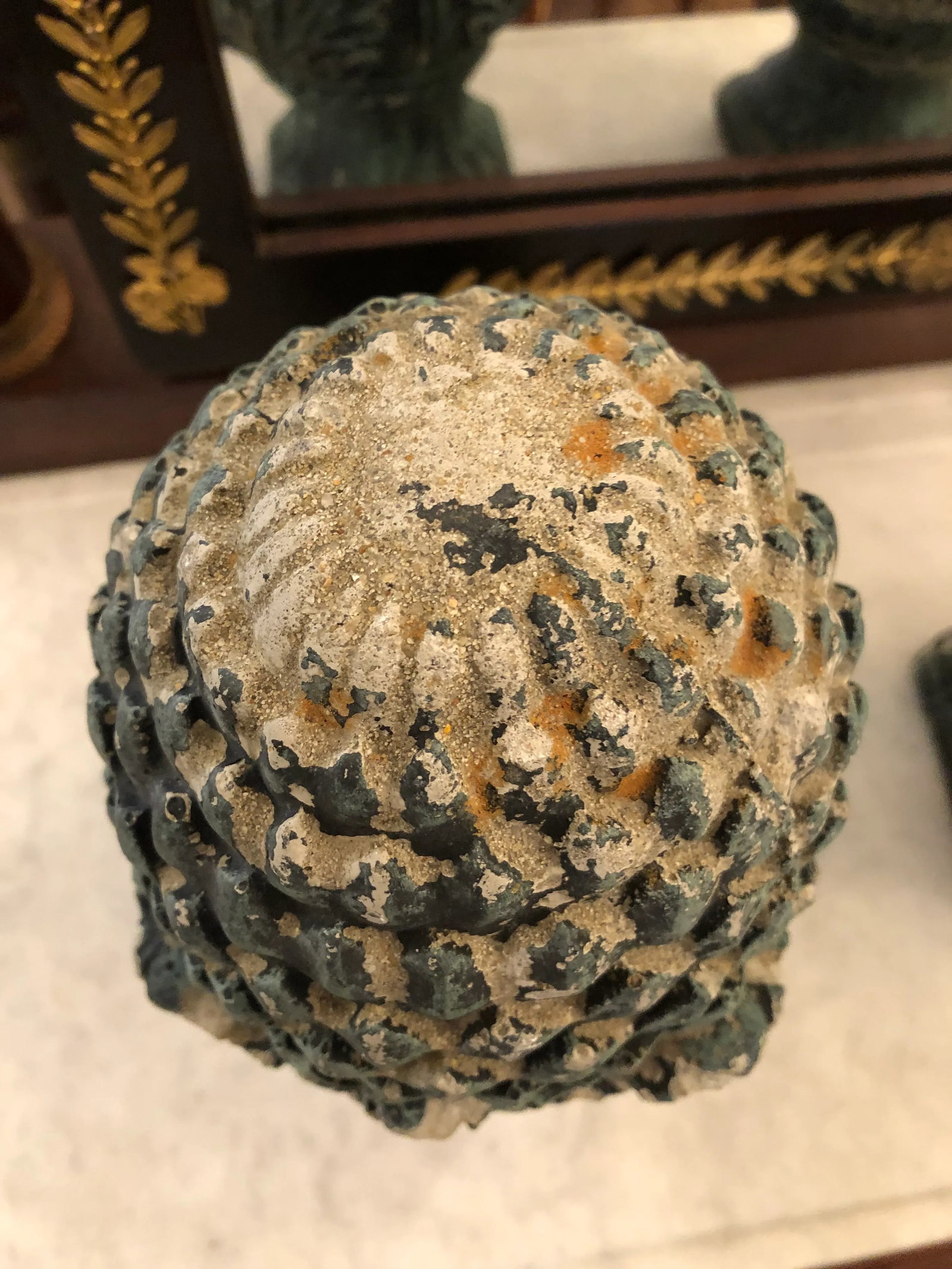 Vintage Pineapple Shaped Finial Sculptures -A Pair - 5