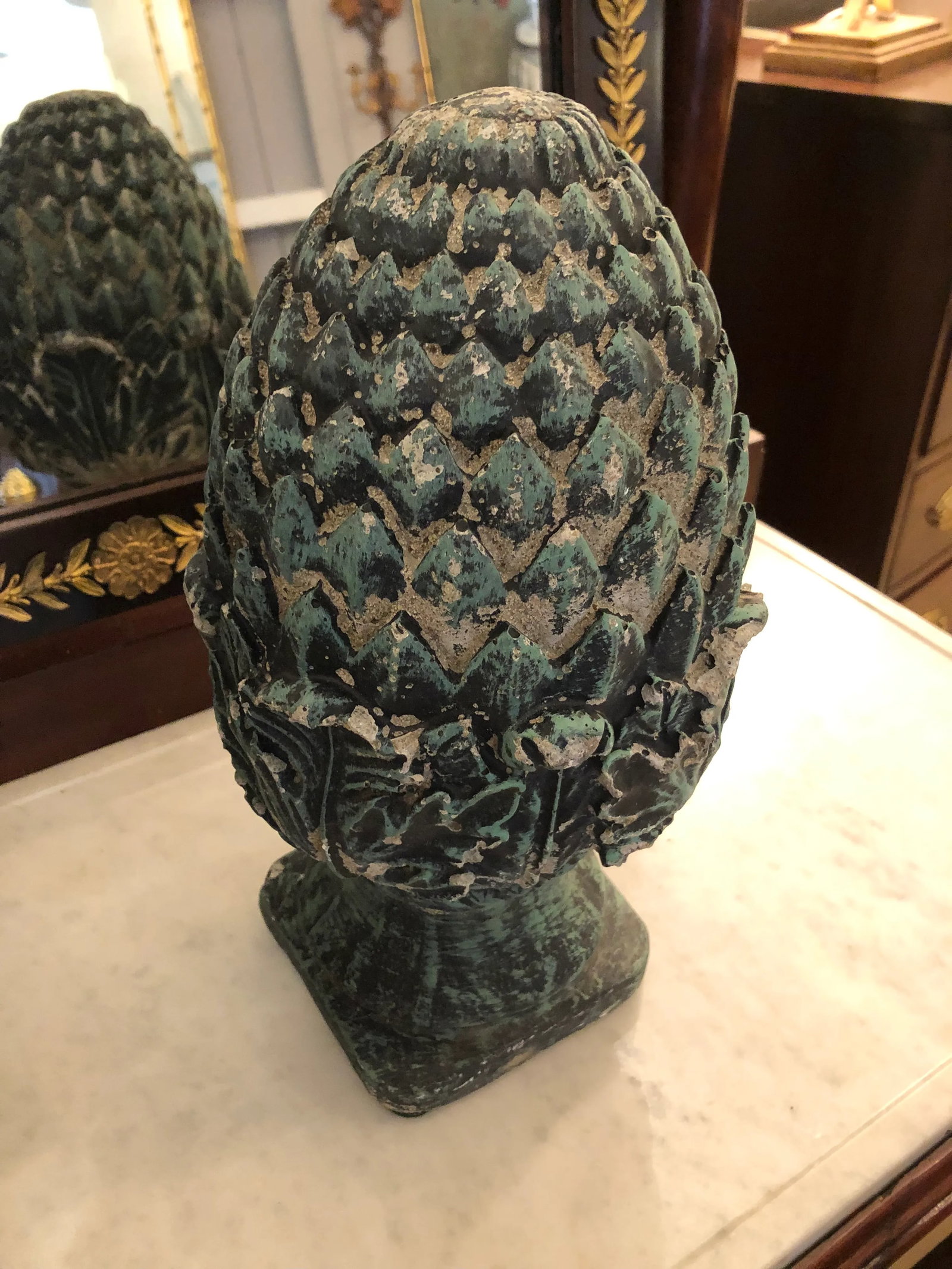 Vintage Pineapple Shaped Finial Sculptures -A Pair - 6