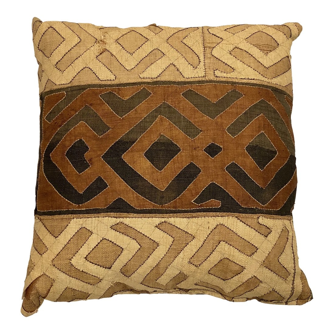 Throw Pillow Made from 19th Century Kuba Textile (1 of 8)