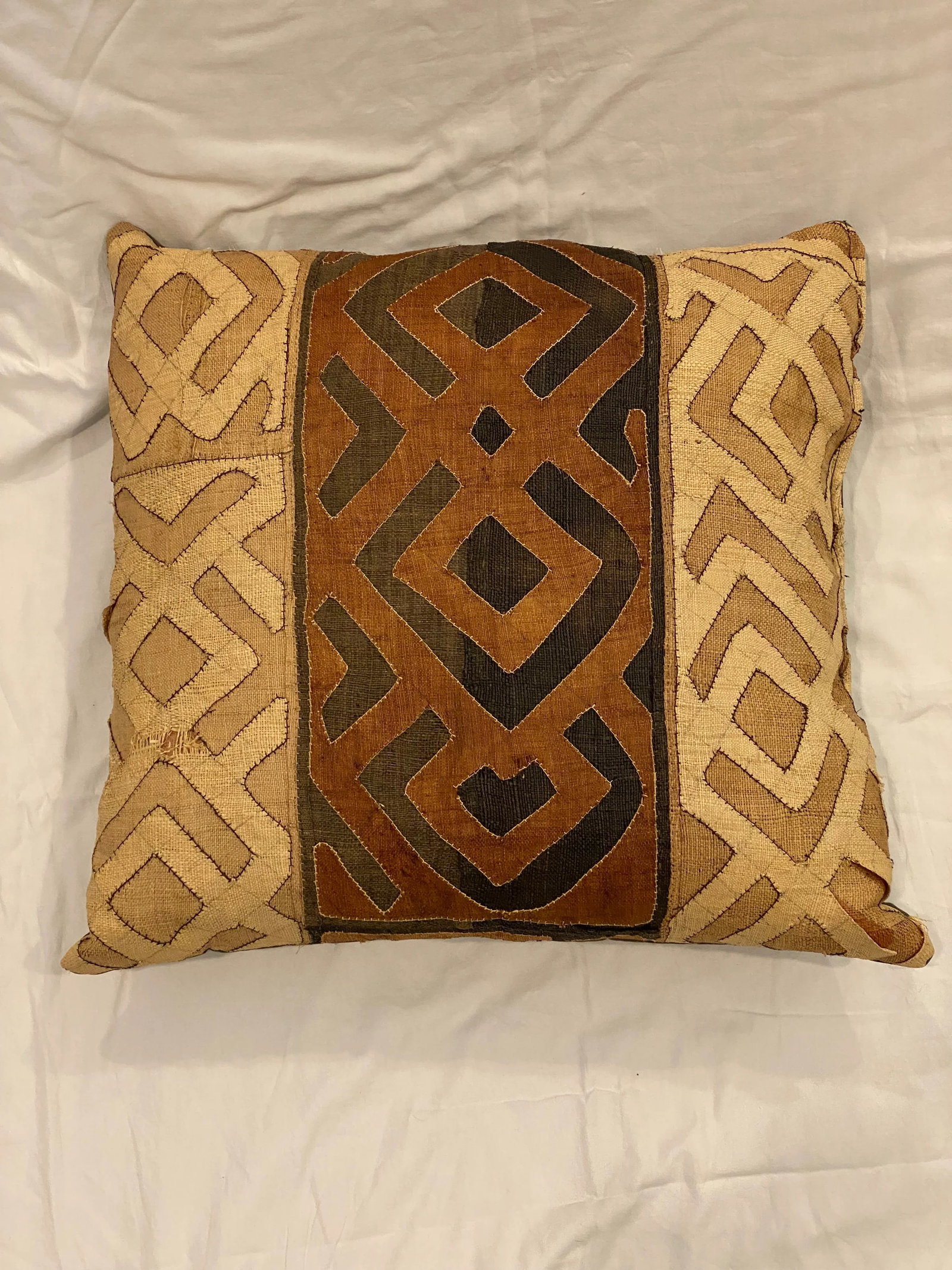 Throw Pillow Made from 19th Century Kuba Textile - 2
